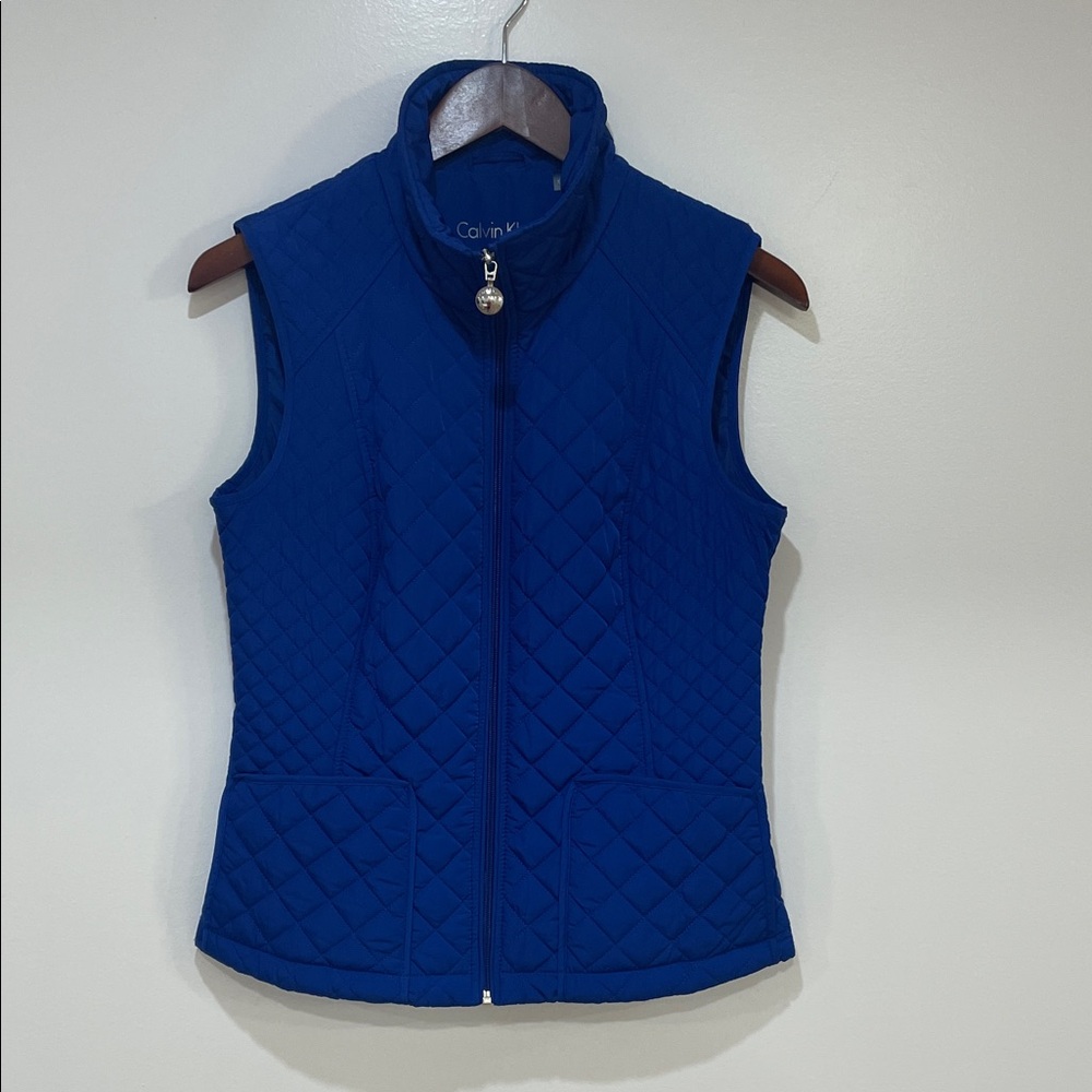 Women’s Calvin Klein quilted style fitted puffer vest XS blue